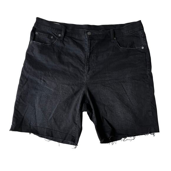 Gap Women's High Rise Bermuda Denim Jean Short Black Distressed | Size 20 / 35 R - Picture 1 of 4